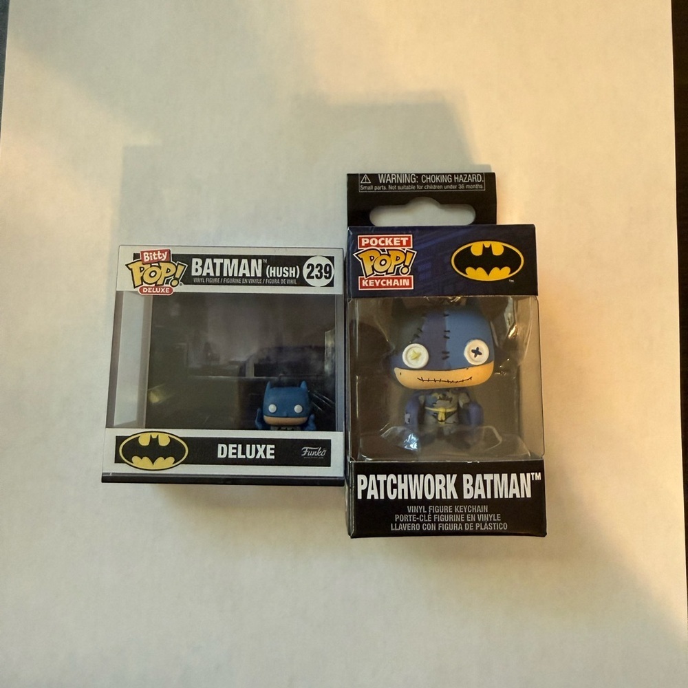 2 for 1 Funko Batman Bitty Pop Deluxe & Patchwork Batman Pocket Pop Keychain Lot